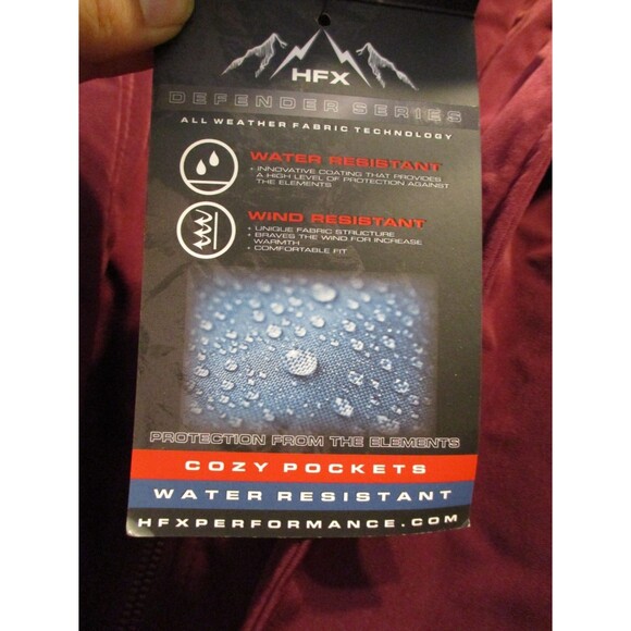 HFX Womens Sz XL Hooded Rain Jacket Trench Coat Water Wind Resistant Burgundy - Picture 4 of 8